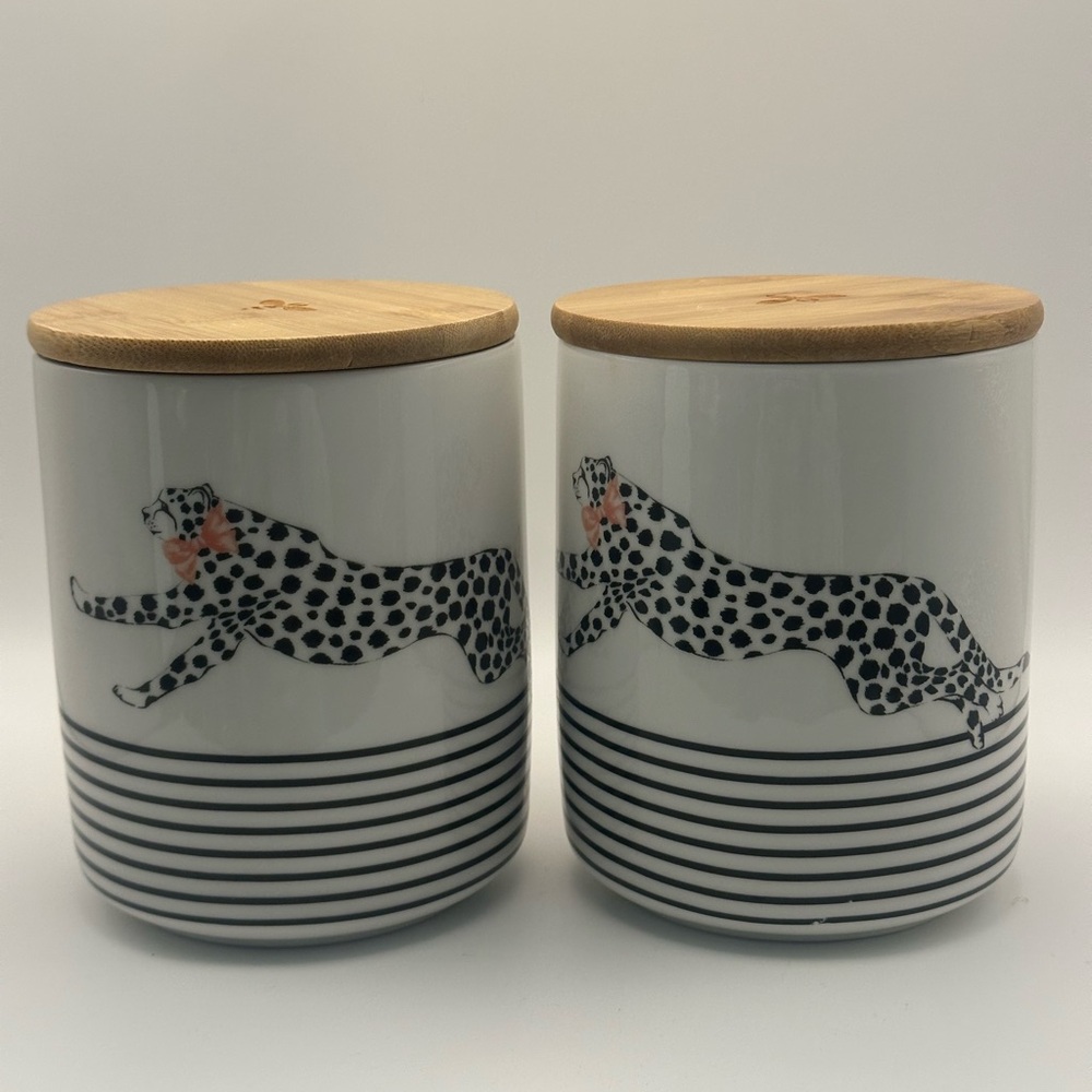Leopard Print Ceramic Jars with Wooden Lids Ellen studio London